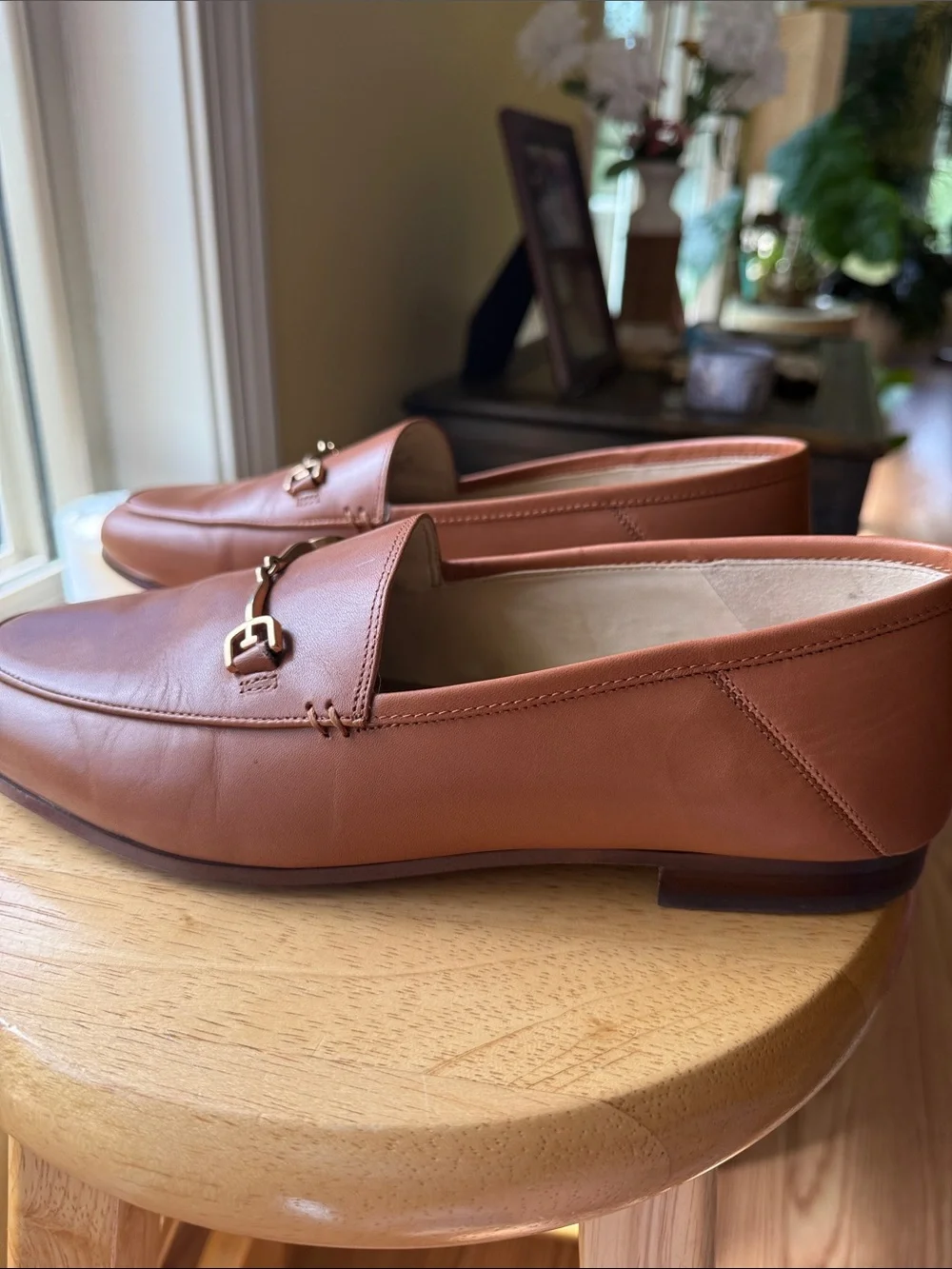 Sam Edelman Leather Horsebit Loafers Cognac Tan Women’s 9 Wide